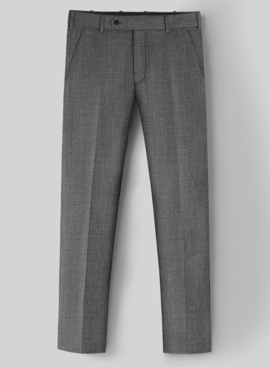 Worsted Mid Charcoal Wool Double Breasted Suit - StudioSuits