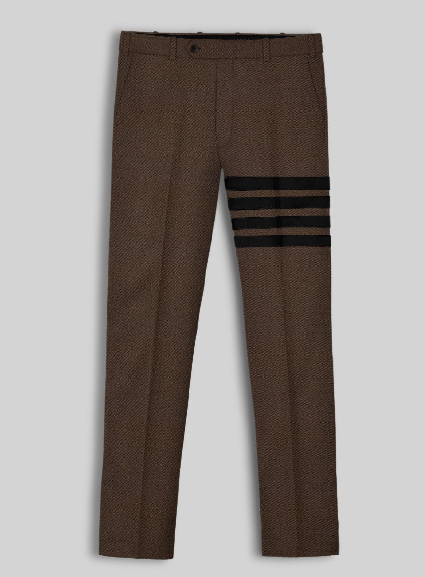 Worsted Brown Wool Black Bar Jacket - StudioSuits