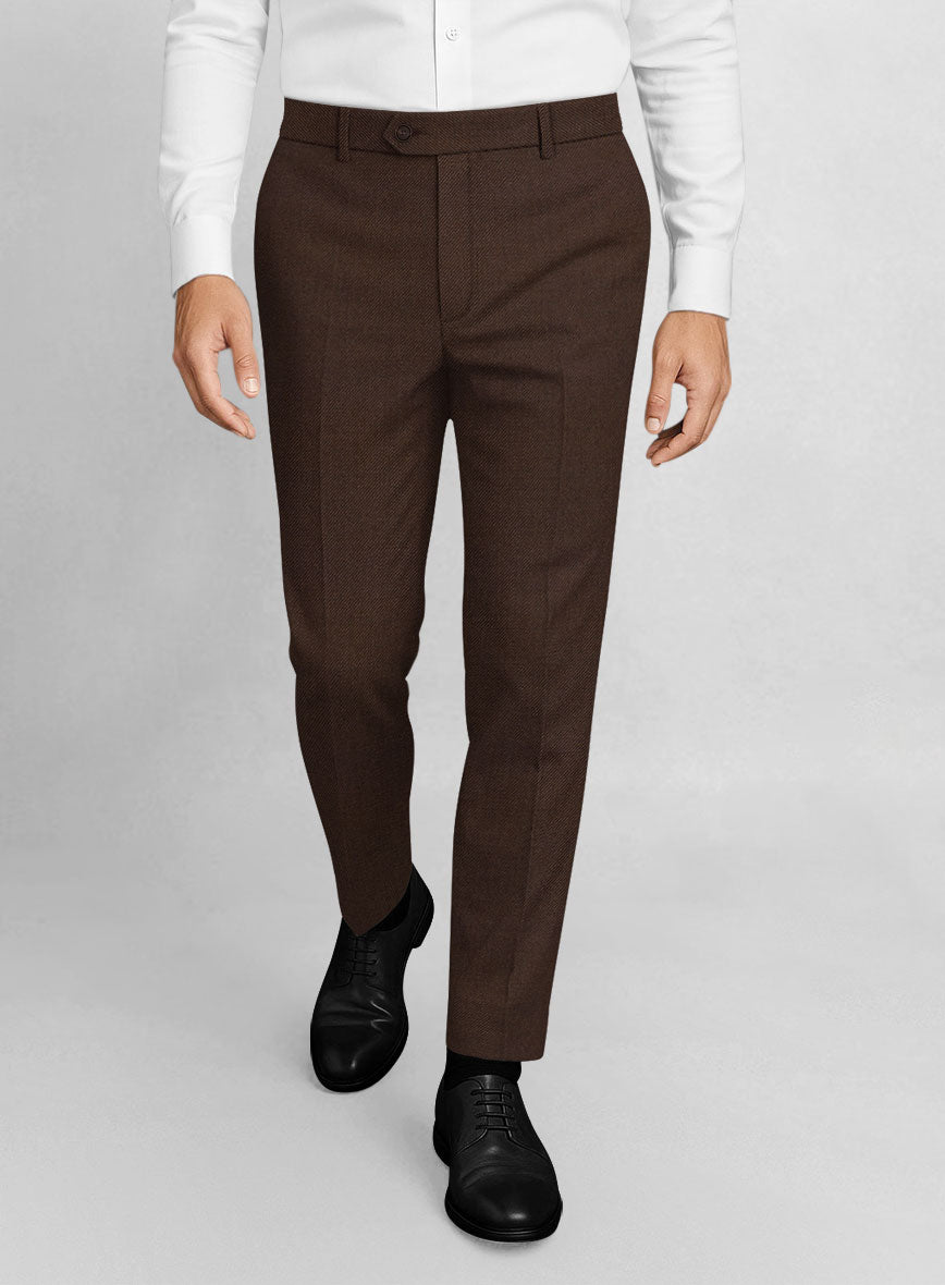 Worsted Brown Wool Double Breasted Suit - StudioSuits