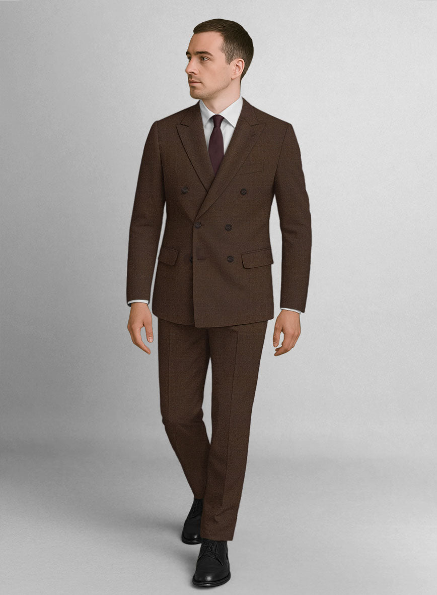 Worsted Brown Wool Double Breasted Suit – StudioSuits