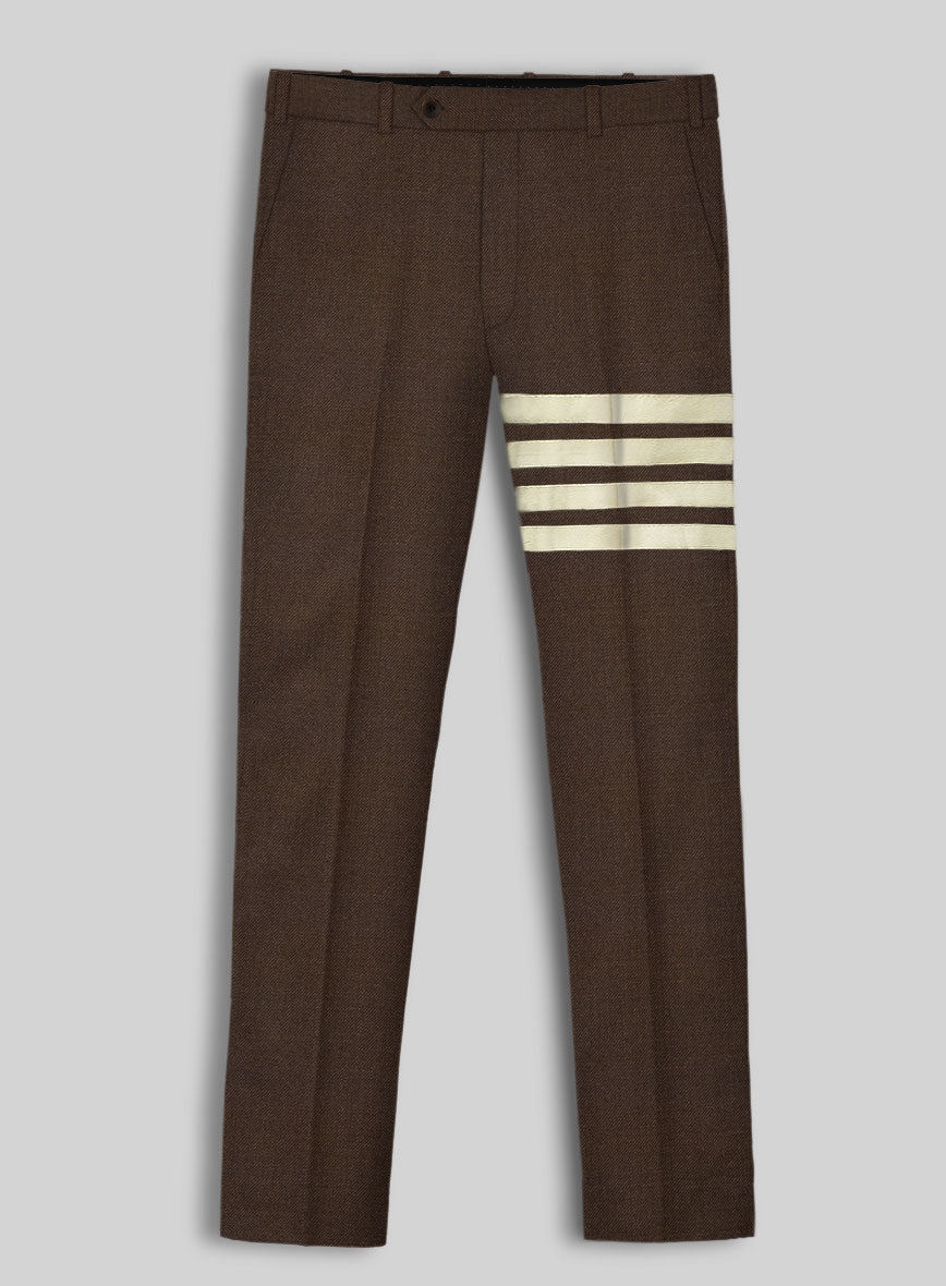 Worsted Brown Wool Ivory Bar Jacket - StudioSuits
