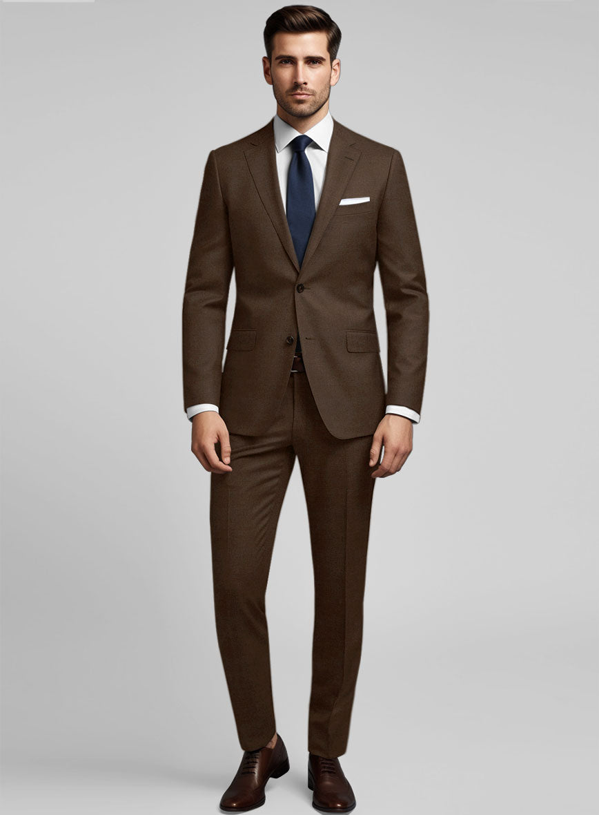 Worsted Brown Wool Suit - StudioSuits