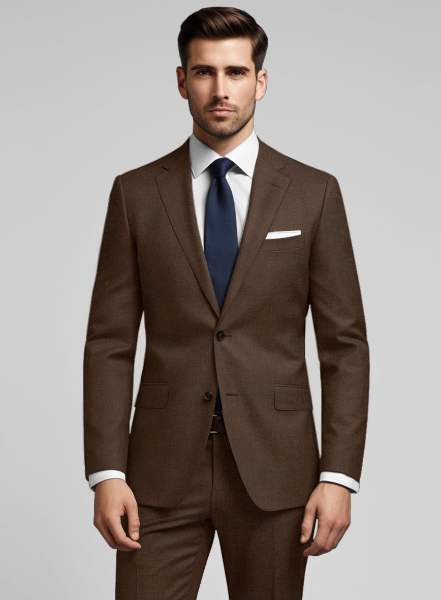 Worsted Brown Wool Suit - StudioSuits