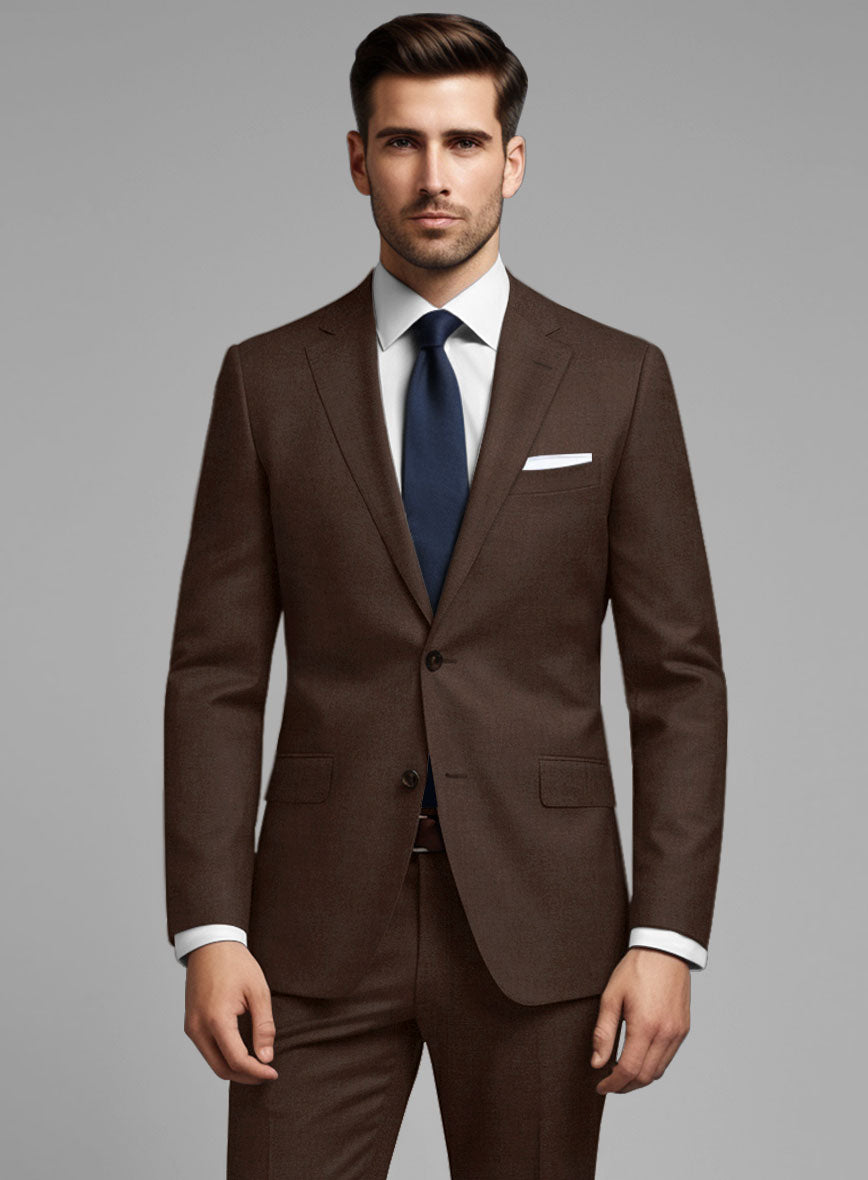 Worsted Brown Wool Jacket - StudioSuits