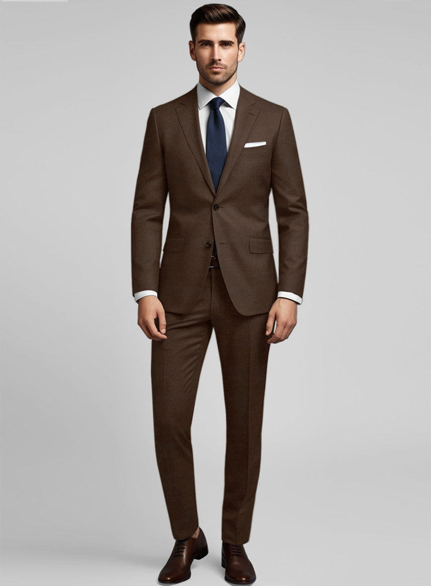 Worsted Brown Wool Suit - StudioSuits