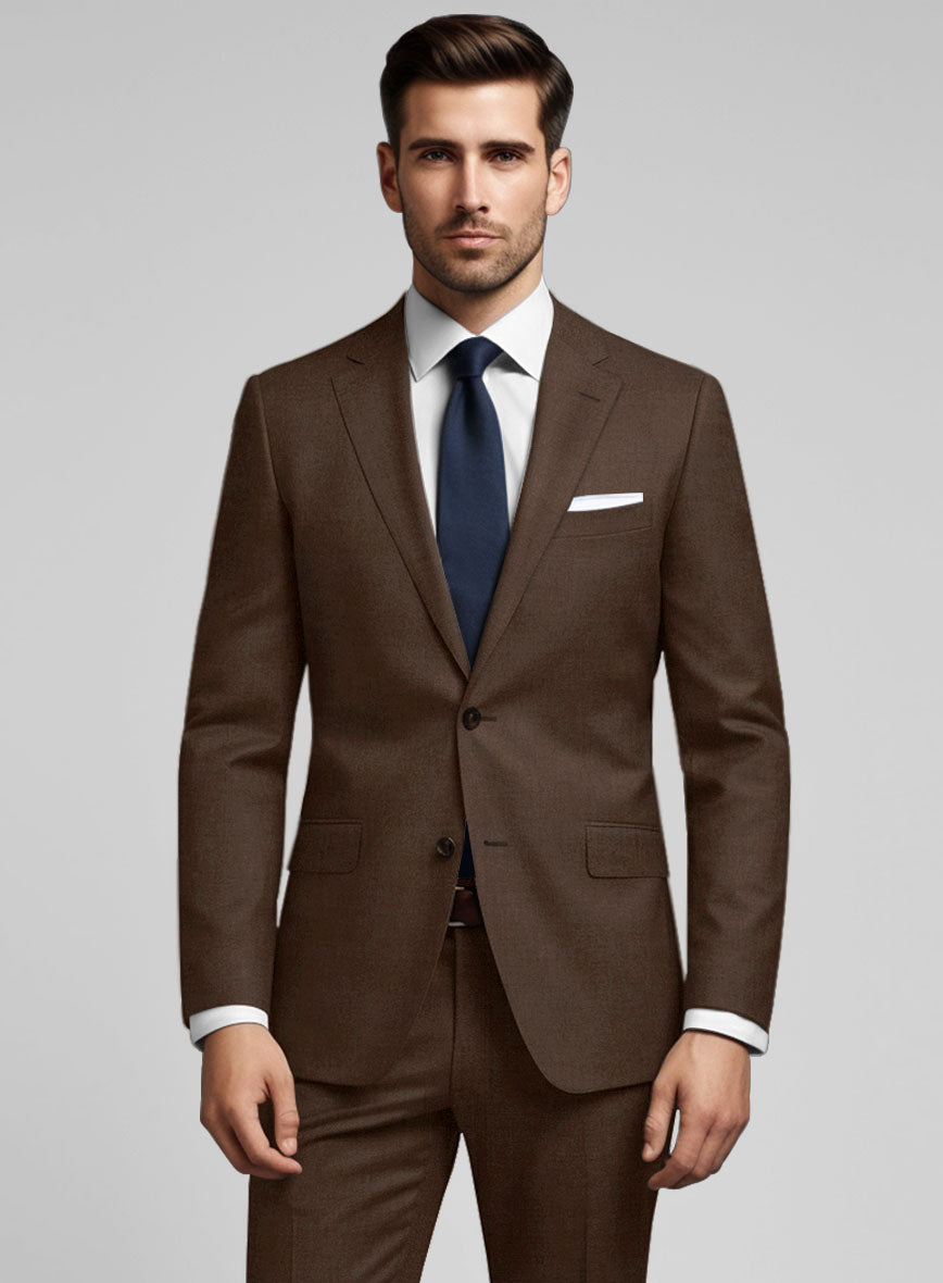 Worsted Brown Wool Suit - StudioSuits