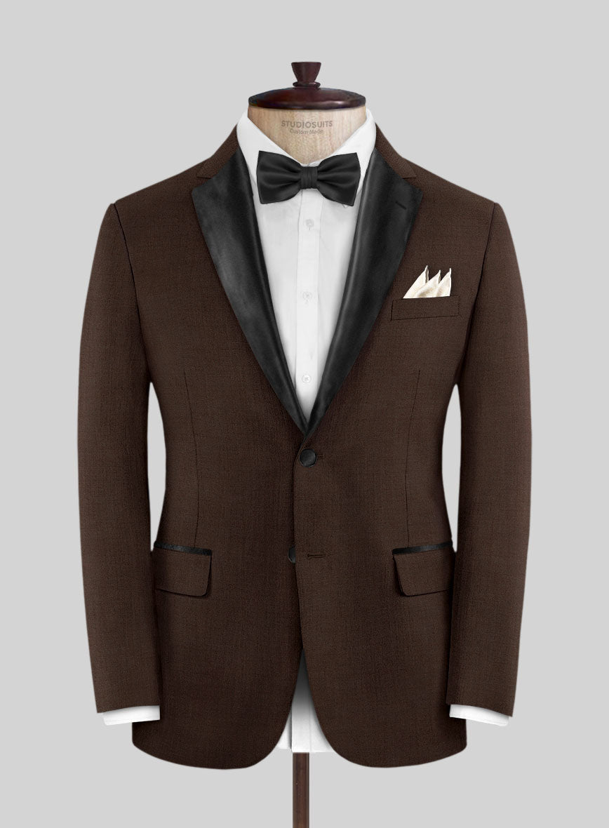 Worsted Brown Wool Tuxedo Jacket - StudioSuits