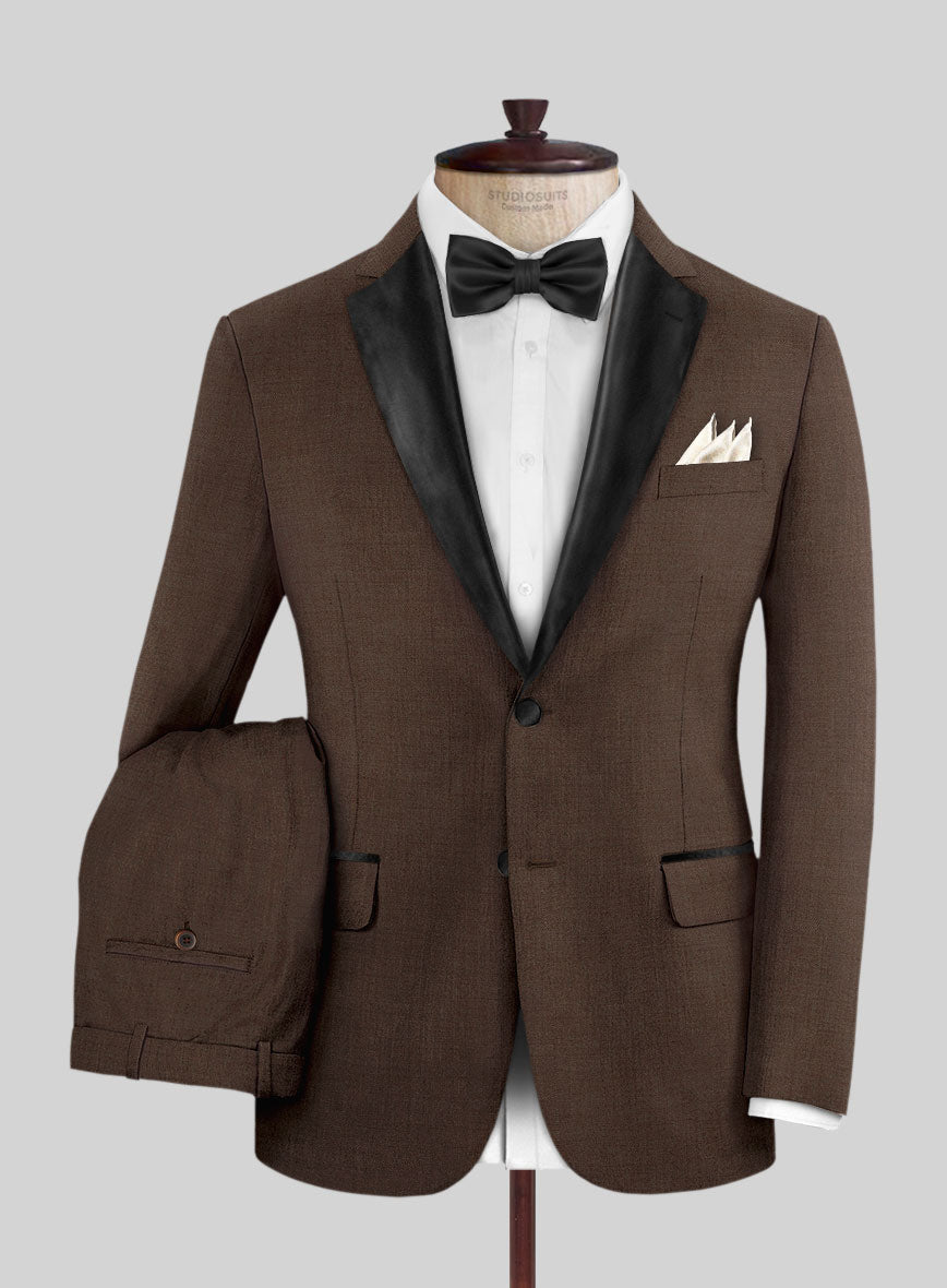 Worsted Brown Wool Tuxedo Suit - StudioSuits