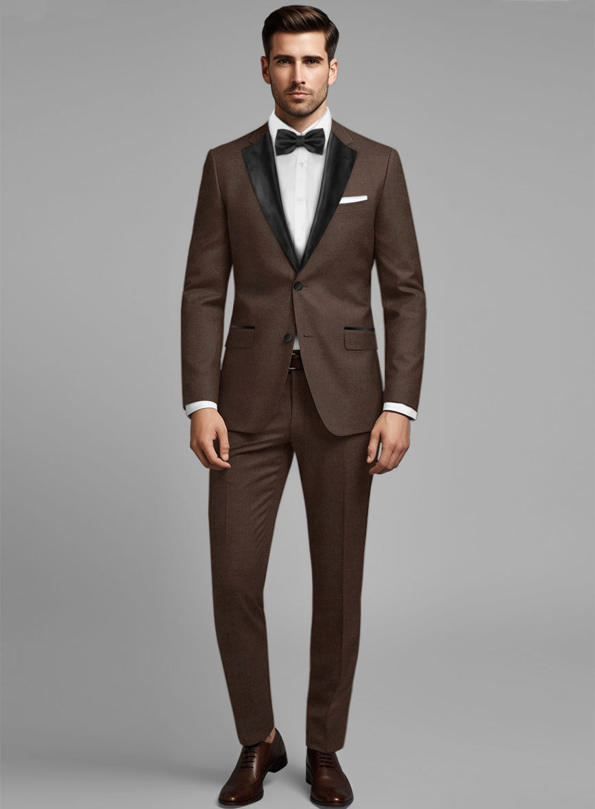 Worsted Brown Wool Tuxedo Suit - StudioSuits
