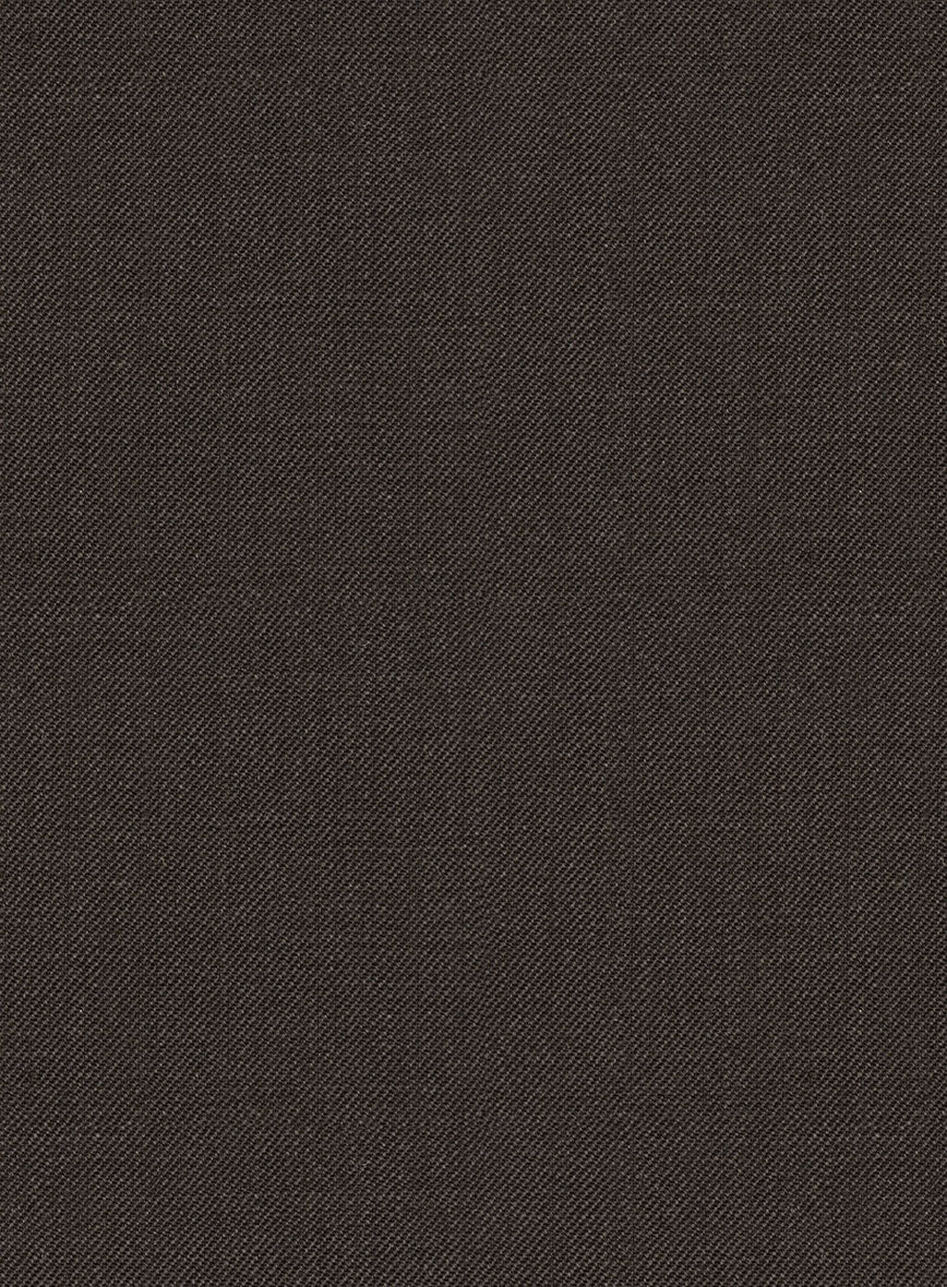Worsted Dark Brown Wool Highland Trousers - StudioSuits