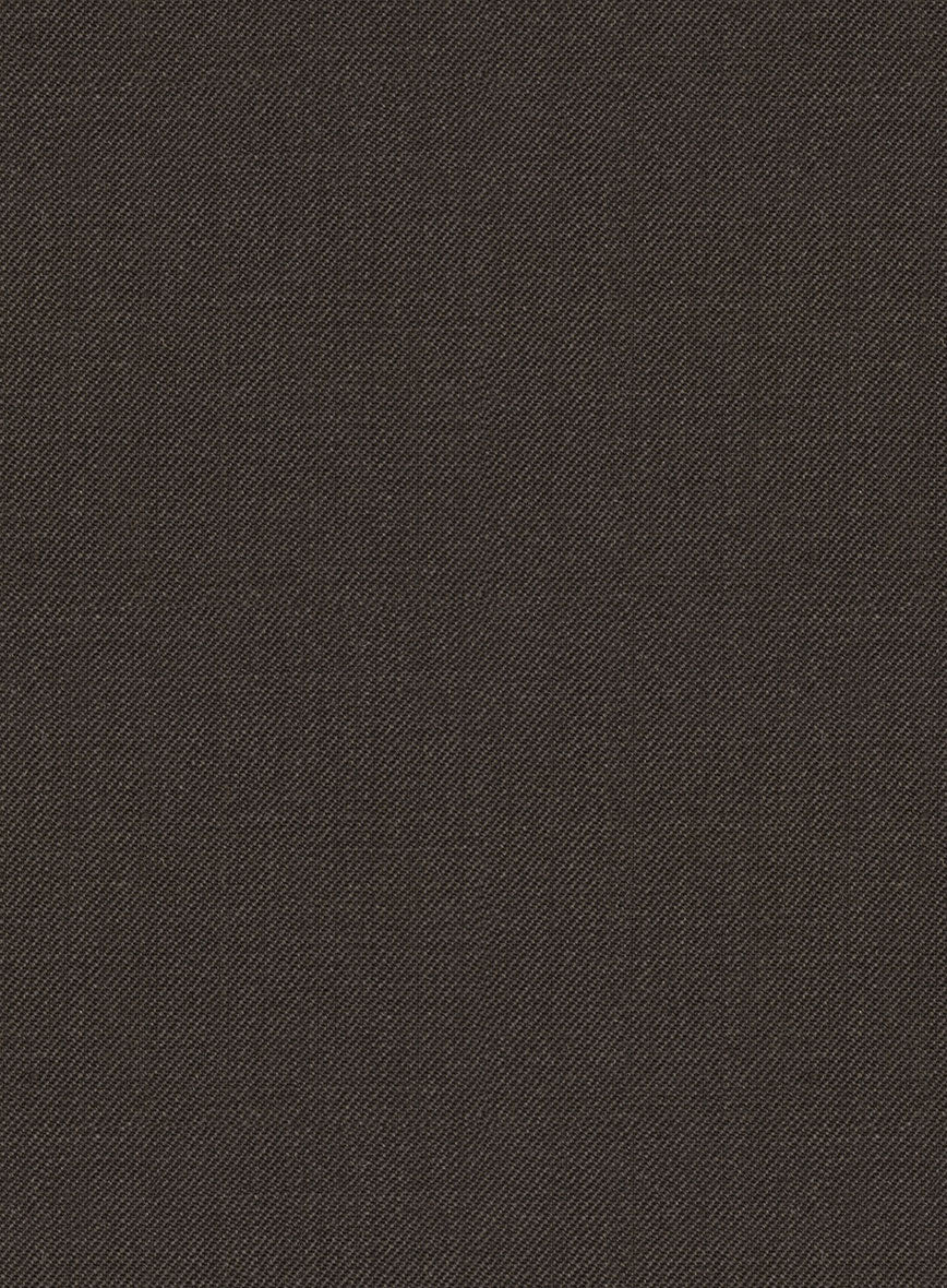 Worsted Dark Brown Wool Ivory Bar Trouser - StudioSuits