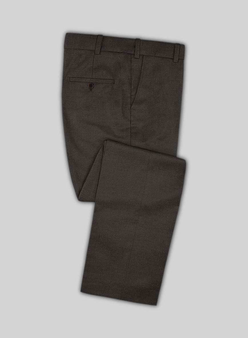 Worsted Dark Brown Wool Pants - StudioSuits