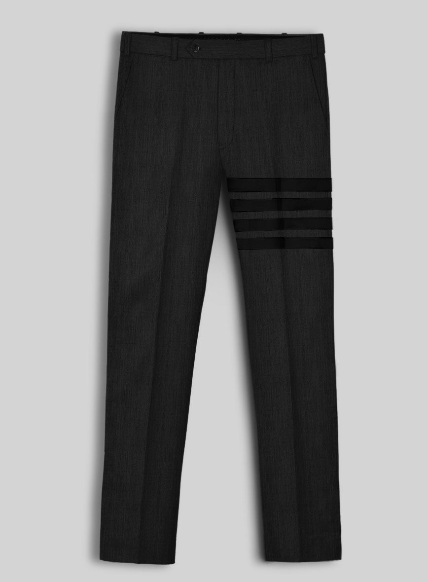 Worsted Dark Charcoal Wool Black Bar Trouser - StudioSuits