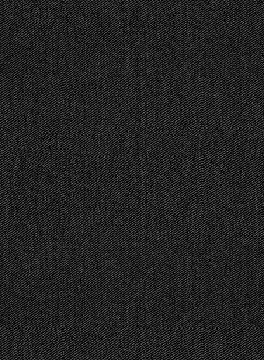Worsted Dark Charcoal Wool Black Bar Jacket - StudioSuits