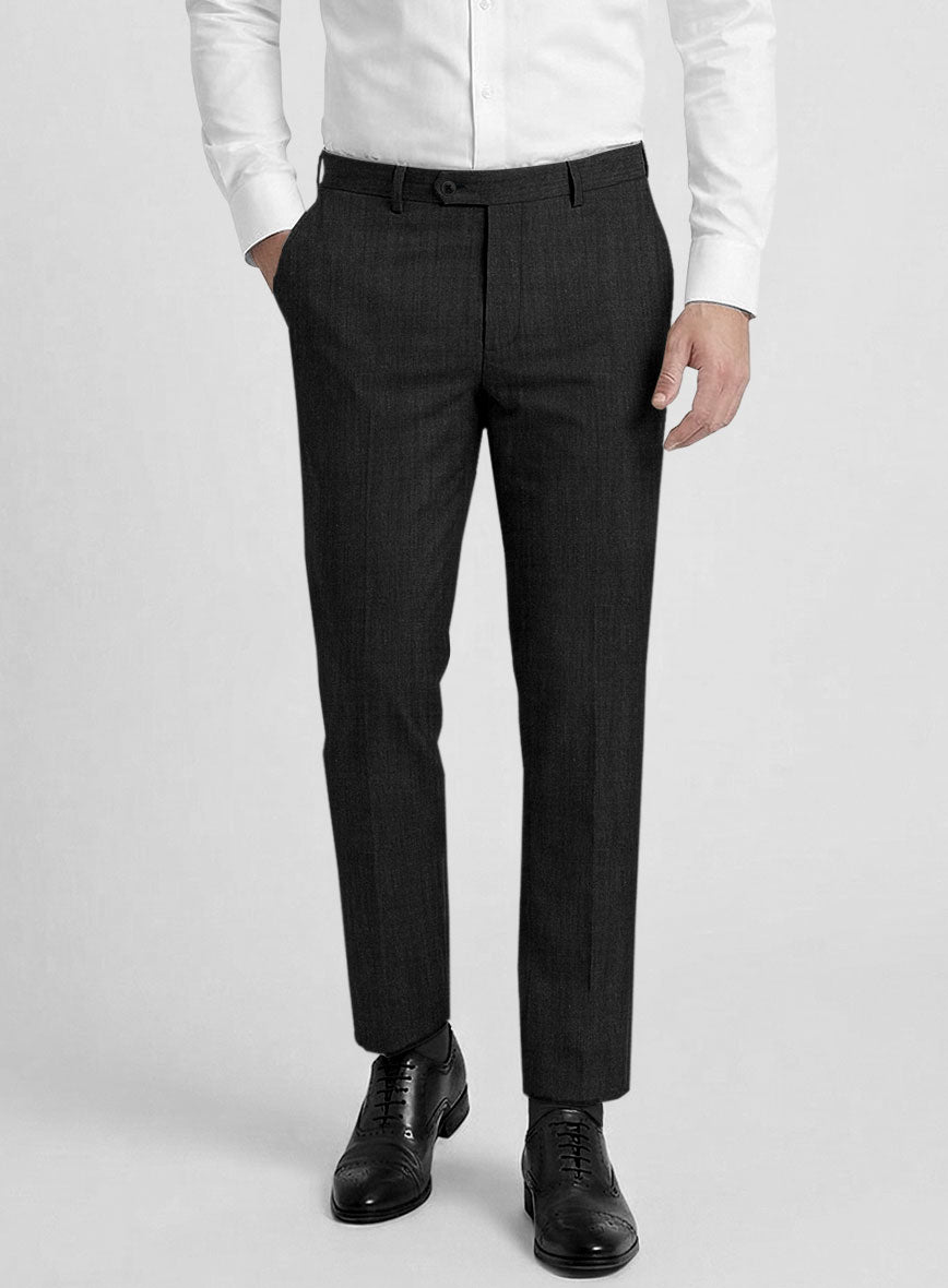 Worsted Dark Charcoal Wool Pants - StudioSuits