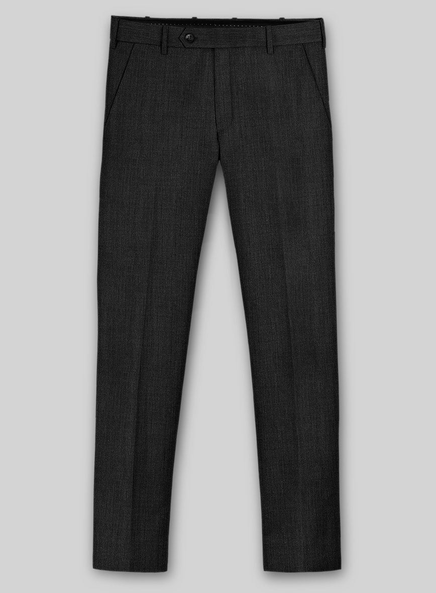 Worsted Dark Charcoal Wool Pants - StudioSuits
