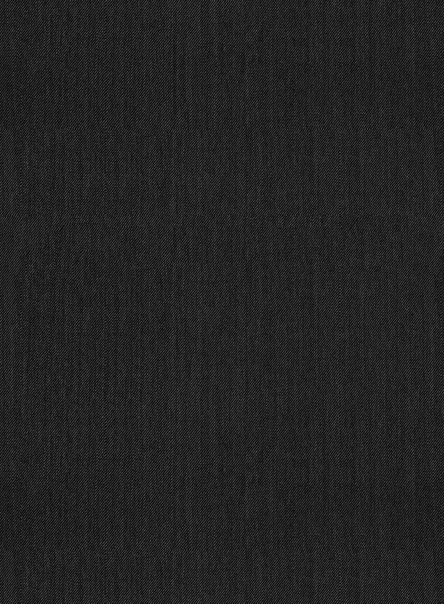Worsted Dark Charcoal Wool Suit - StudioSuits