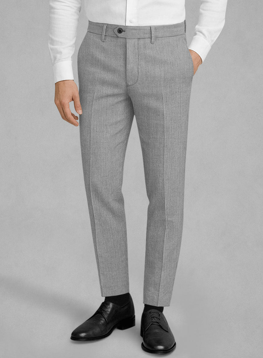 Worsted Light Gray Wool Suit - StudioSuits