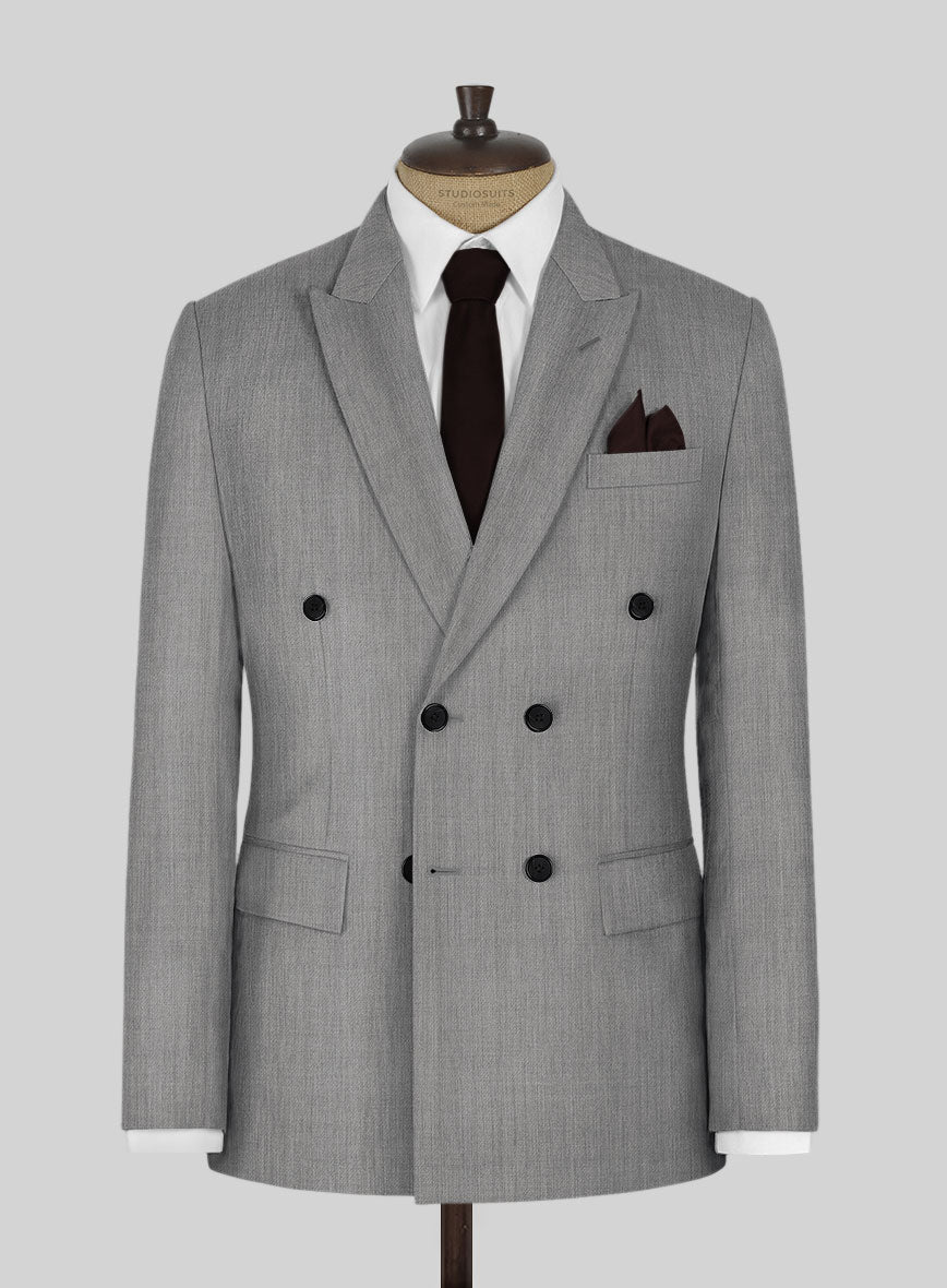 Worsted Light Gray Wool Suit - StudioSuits