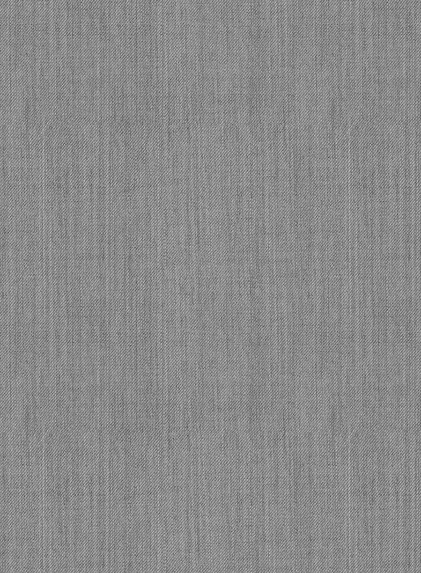 Worsted Light Gray Wool Double Breasted Suit - StudioSuits
