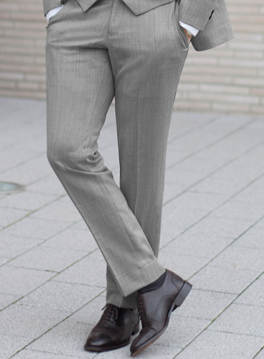 Worsted Light Gray Wool Pants - StudioSuits