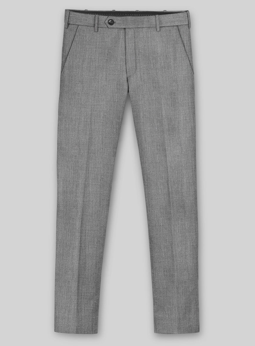 Worsted Light Gray Wool Pants - StudioSuits