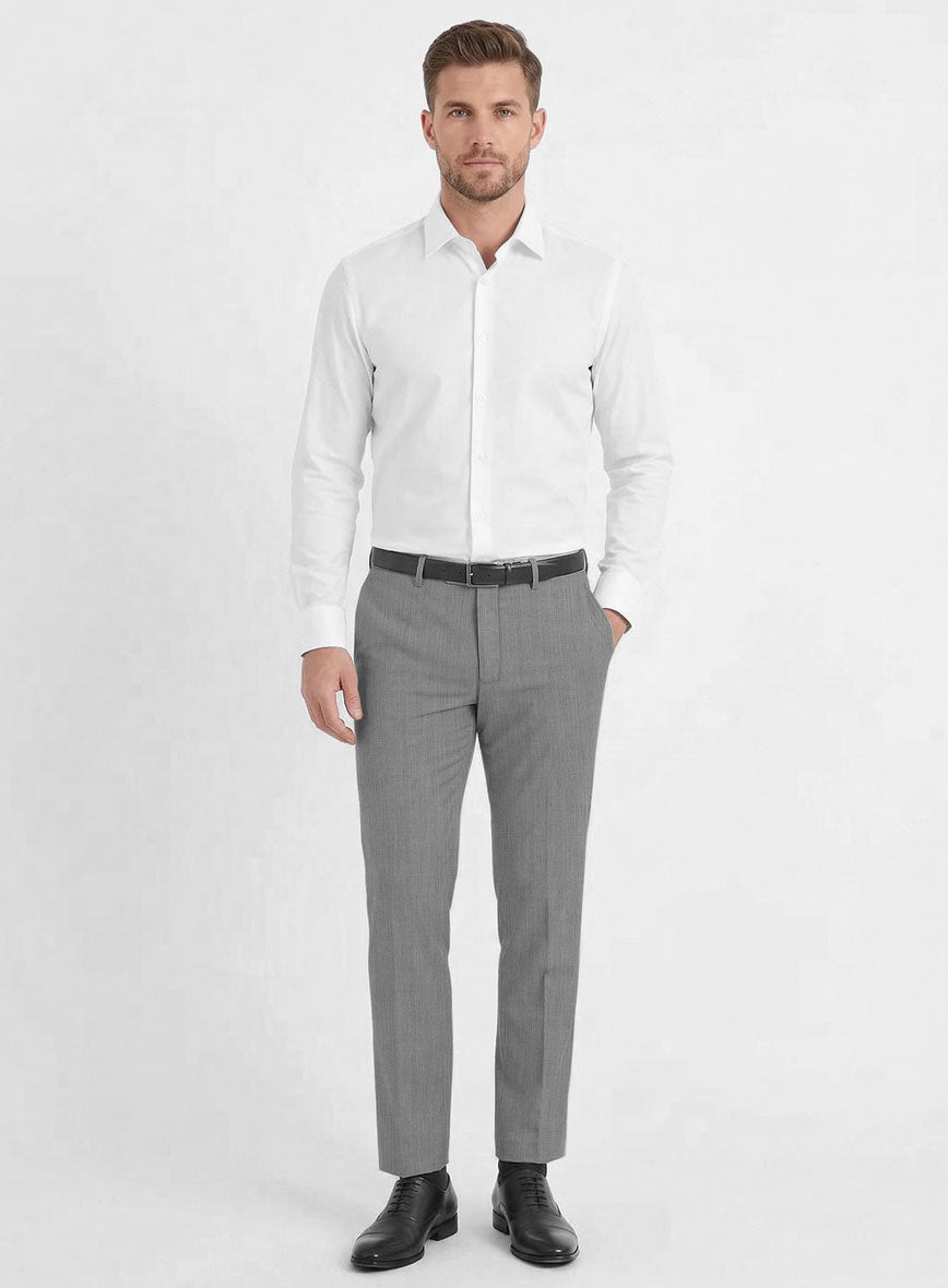 Worsted Light Gray Wool Pants - StudioSuits