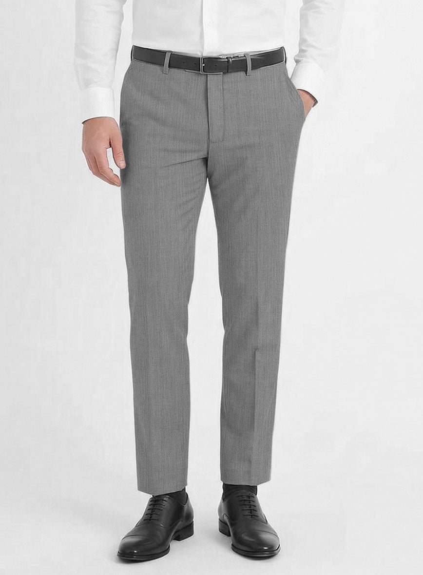 Worsted Light Gray Wool Pants - StudioSuits