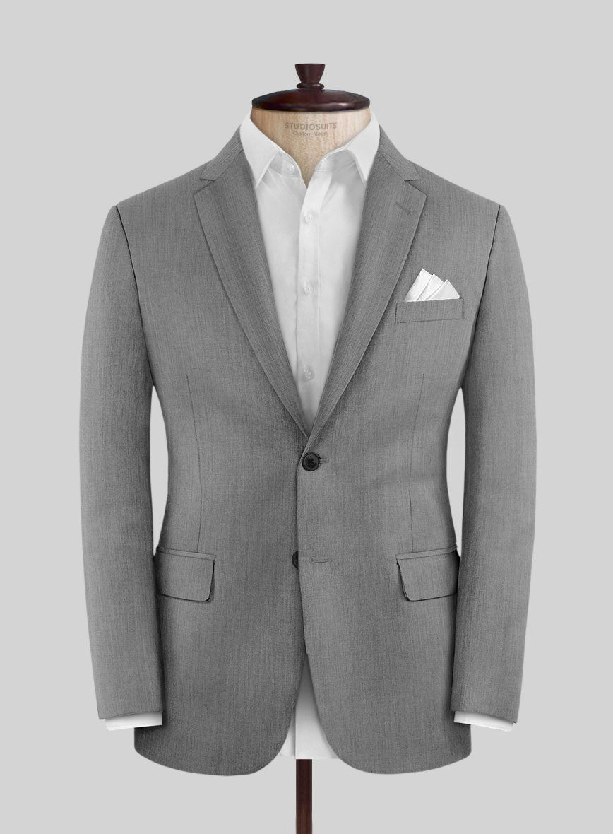 Worsted Light Gray Wool Suit - StudioSuits