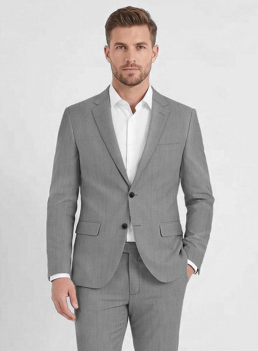 Worsted Light Gray Wool Suit - StudioSuits