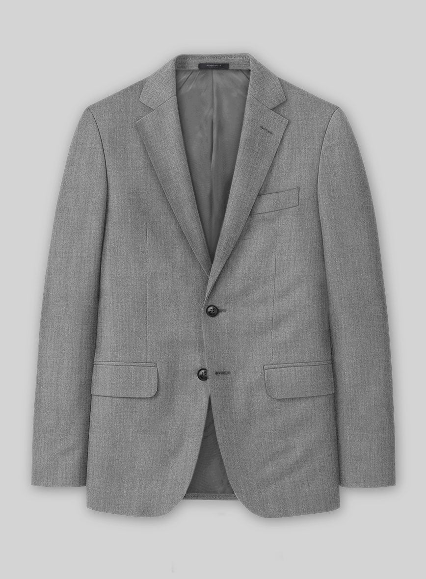 Worsted Light Gray Wool Suit - StudioSuits