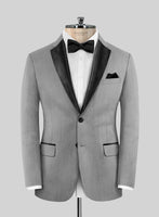 Worsted Light Gray Wool Tuxedo Jacket - StudioSuits