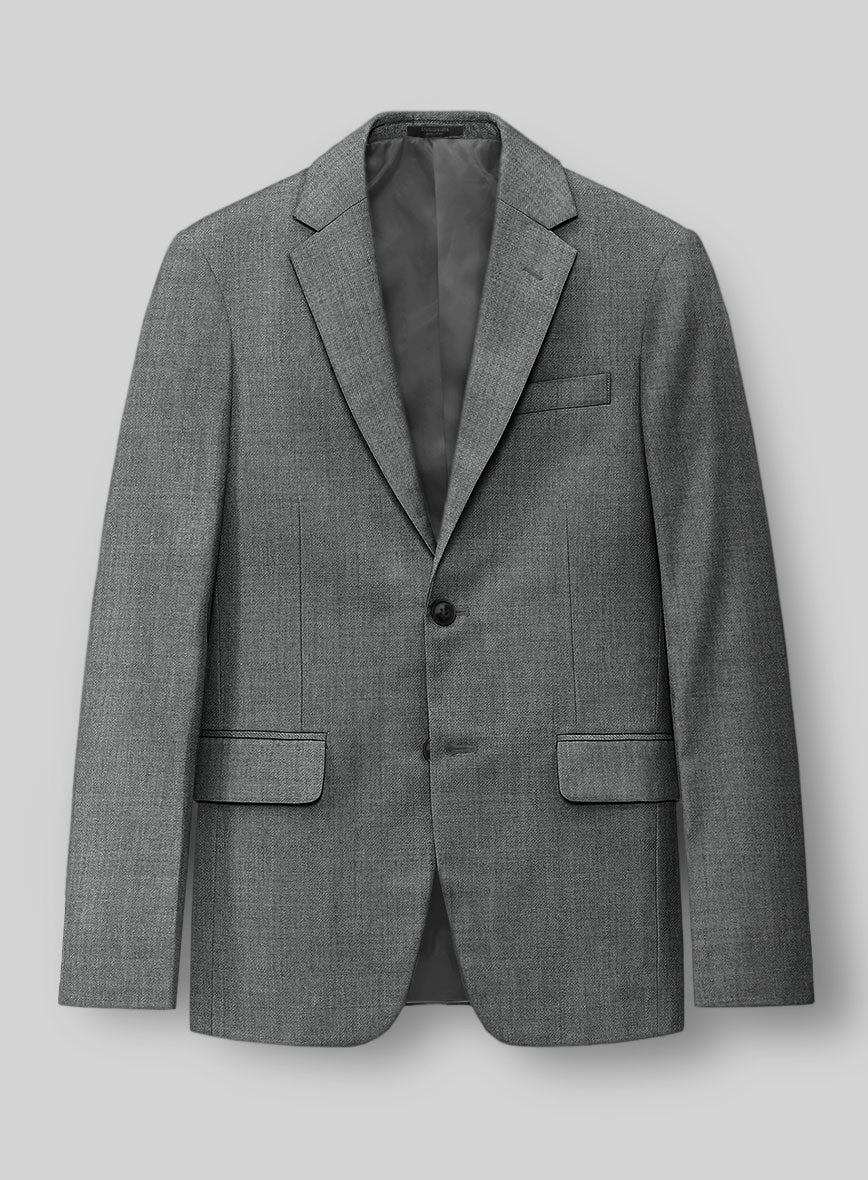 Worsted Mid Charcoal Wool Jacket - StudioSuits