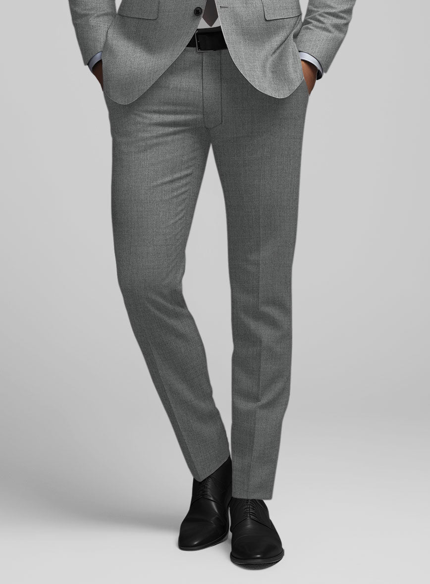 Worsted Mid Charcoal Wool Pants - StudioSuits
