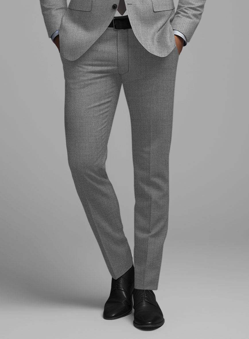 Worsted Mid Charcoal Wool Pants - StudioSuits
