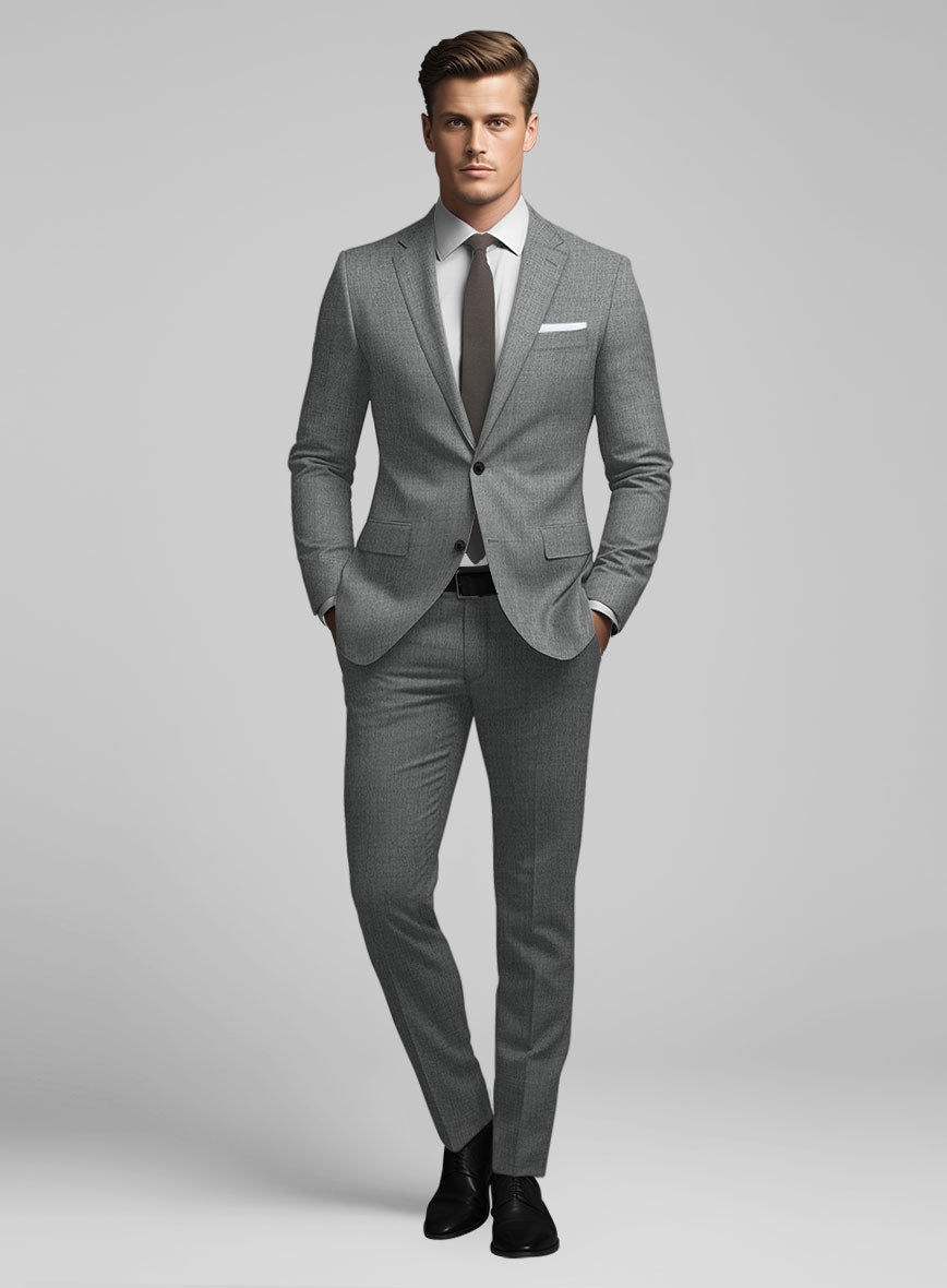 Worsted Mid Charcoal Wool Suit - StudioSuits