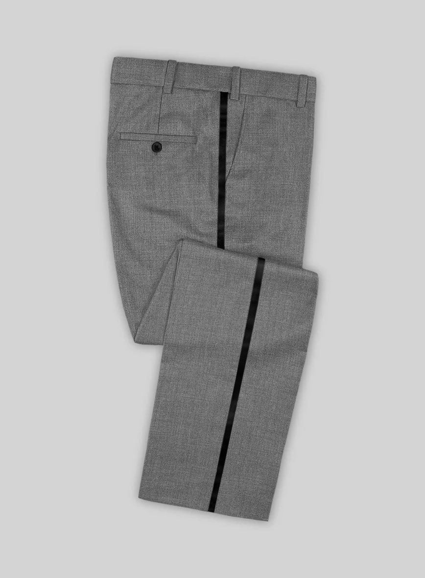 Worsted Mid Charcoal Wool Tuxedo Suit - StudioSuits