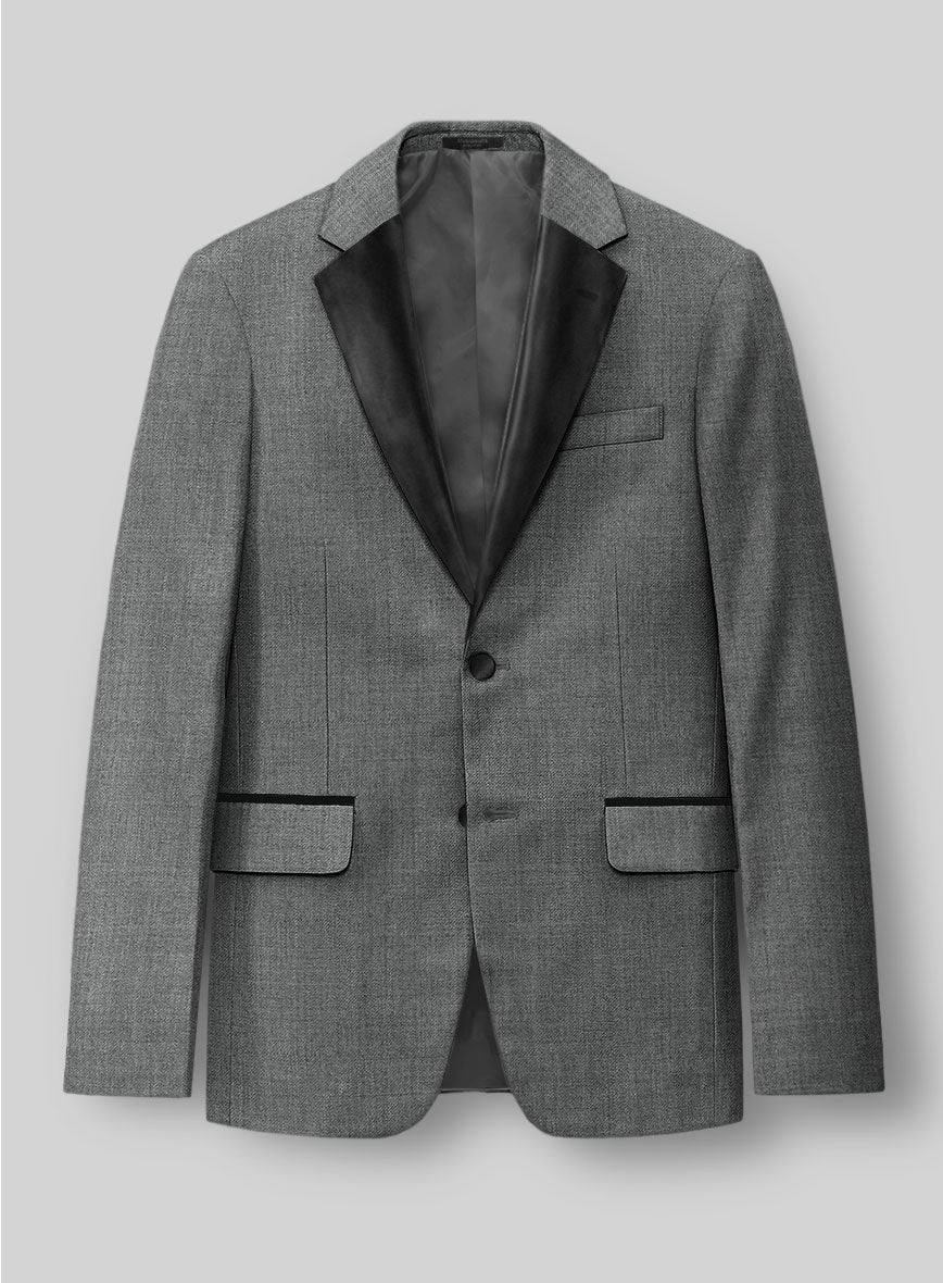 Worsted Mid Charcoal Wool Tuxedo Suit - StudioSuits