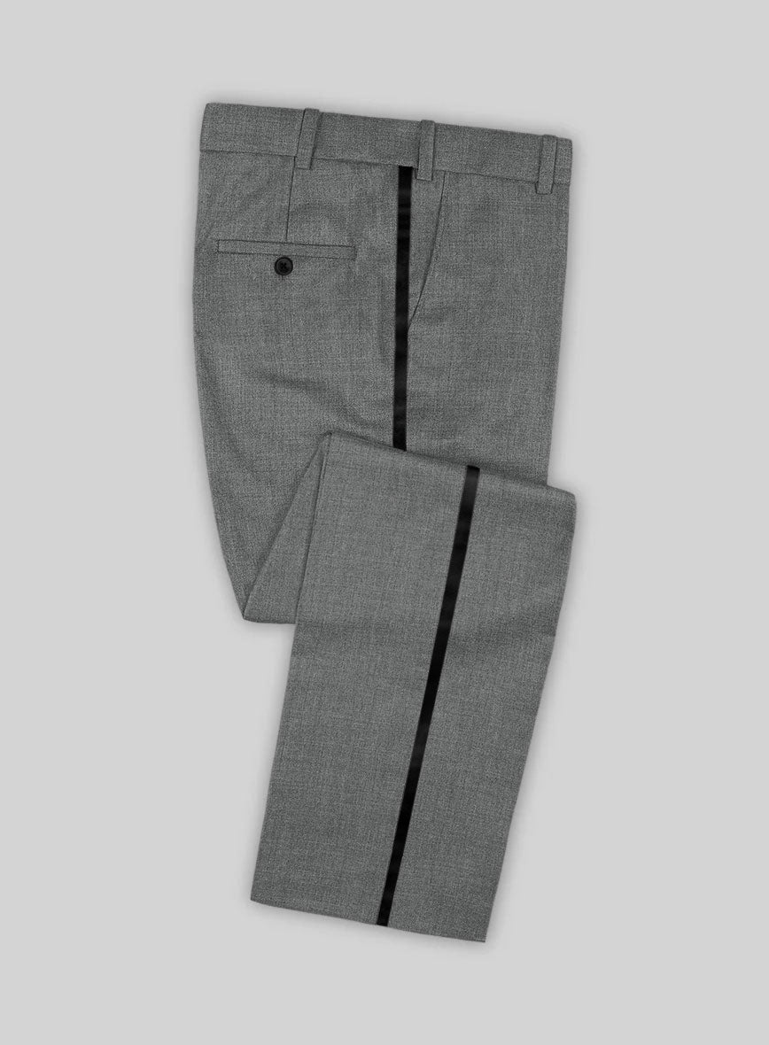 Worsted Mid Charcoal Wool Tuxedo Suit - StudioSuits