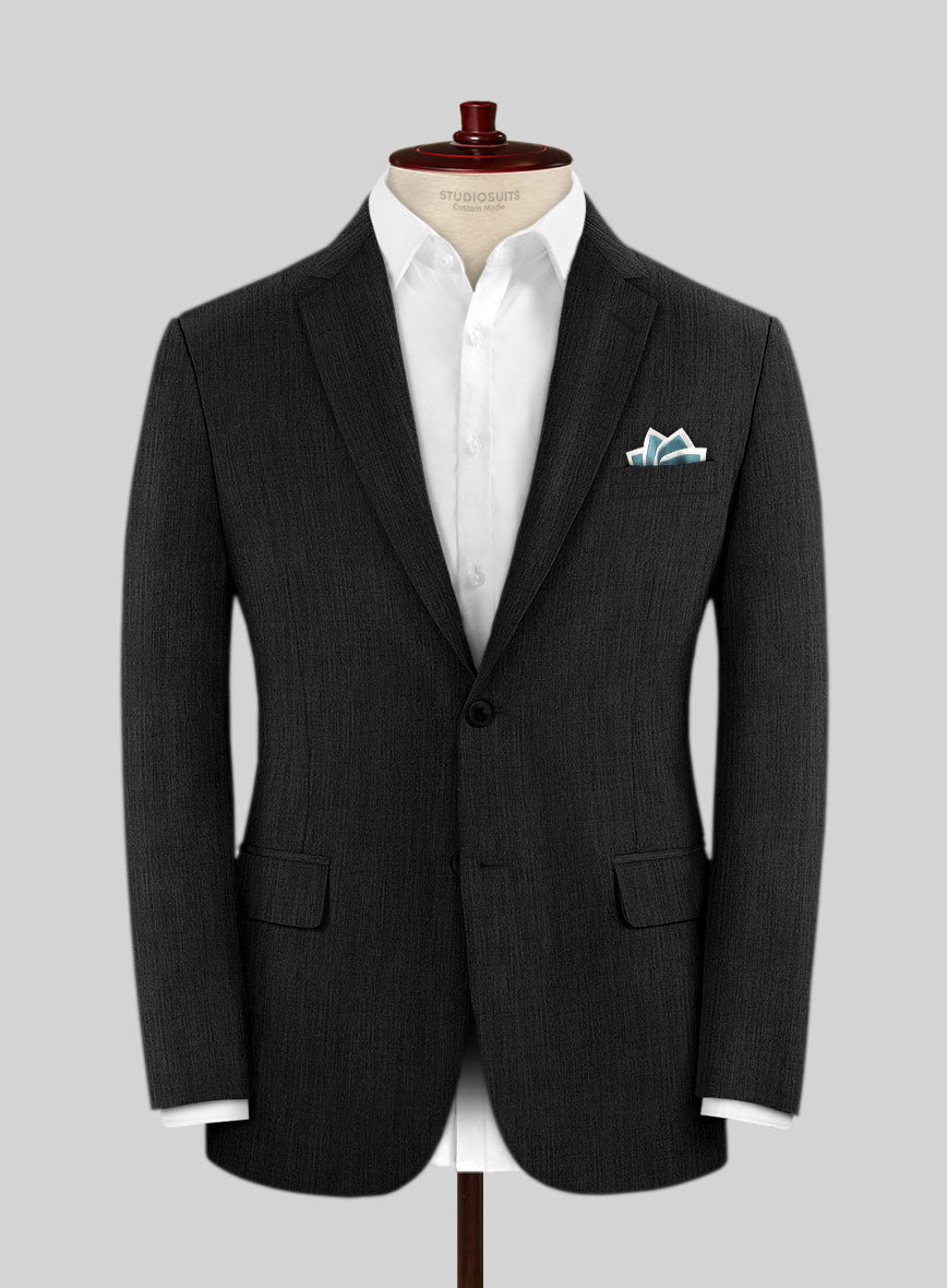 Worsted Dark Charcoal Wool Jacket - StudioSuits