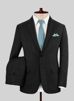 Worsted Dark Charcoal Wool Suit - StudioSuits