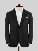 Worsted Dark Charcoal Wool Suit - StudioSuits