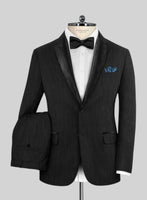 Worsted Dark Charcoal Wool Tuxedo Suit - StudioSuits