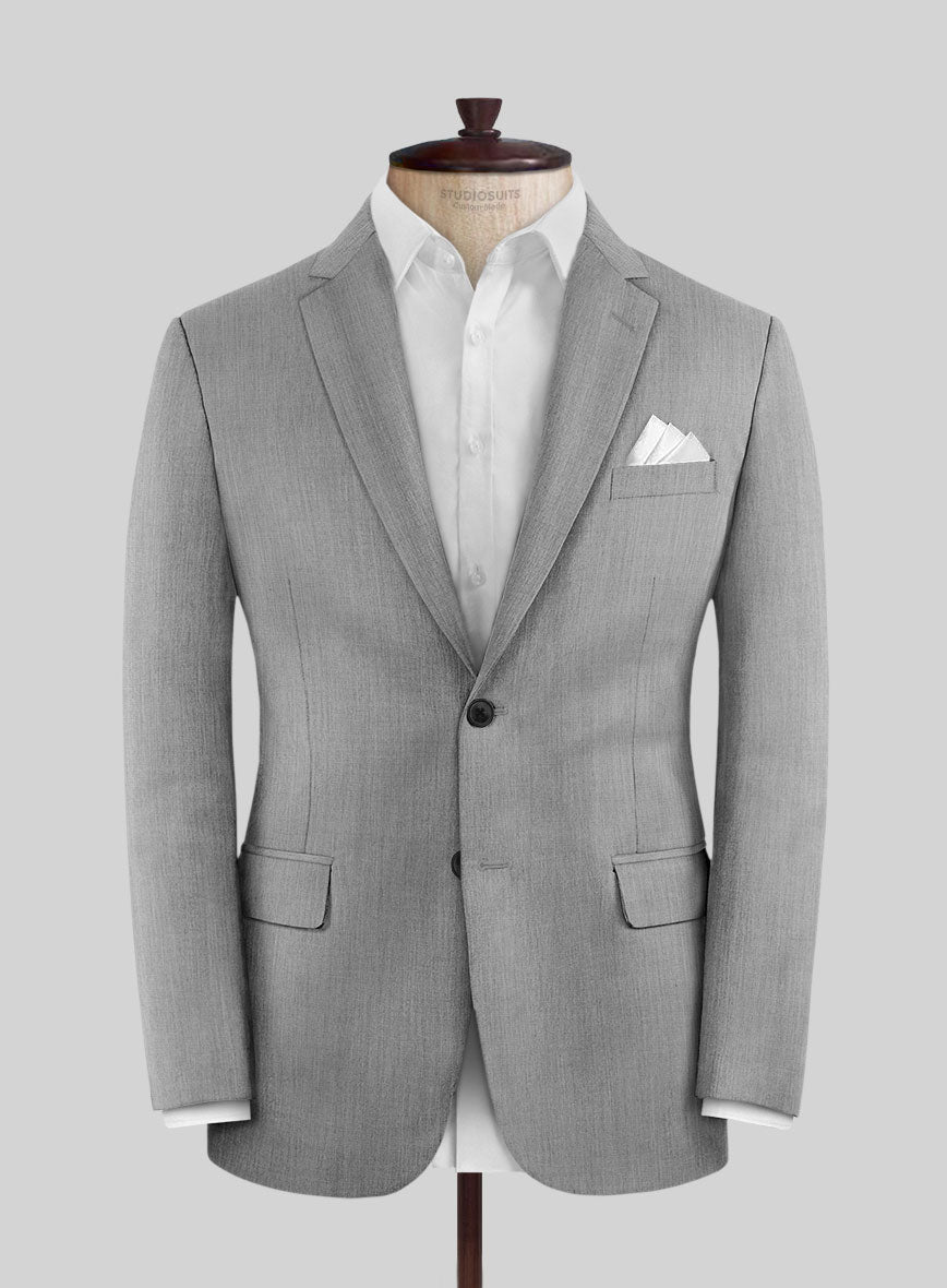 Worsted Light Gray Wool Suit - StudioSuits