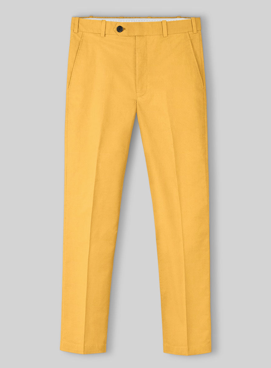 Yellow Napoli Stretch Light Weight Cotton Pants - StudioSuits