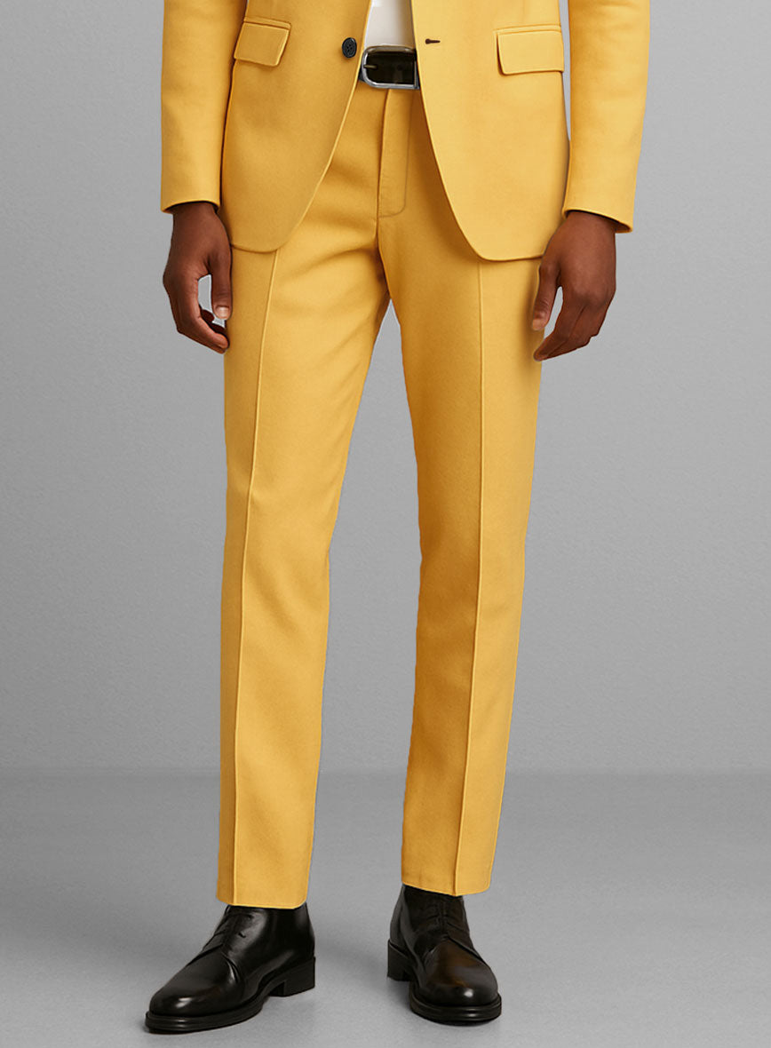 Yellow Napoli Stretch Light Weight Cotton Pants - StudioSuits