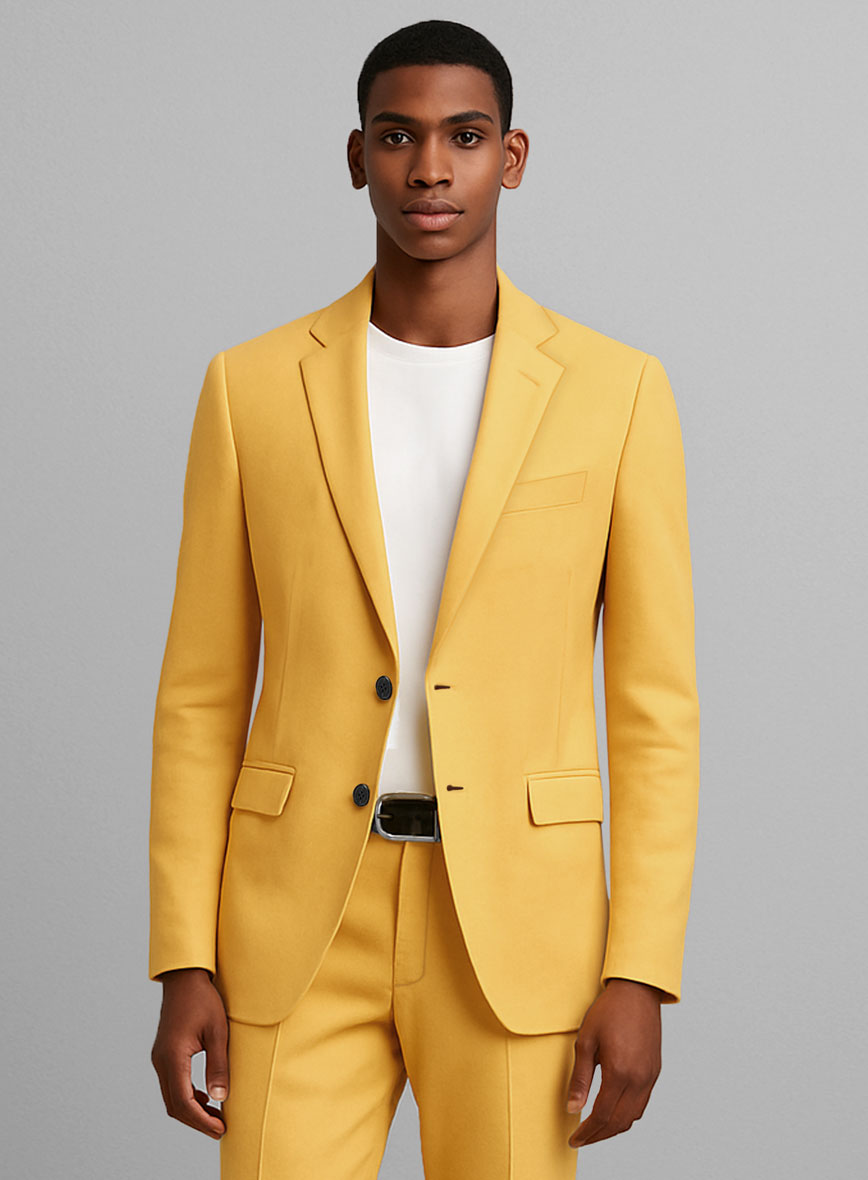 Yellow Napoli Stretch Light Weight Cotton Suit - StudioSuits