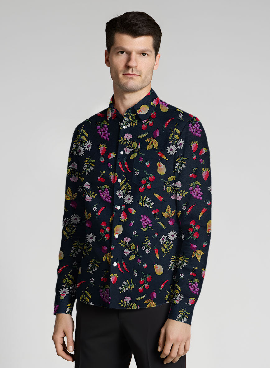 Zesty Bloom Cotton Lycra Shirt - StudioSuits