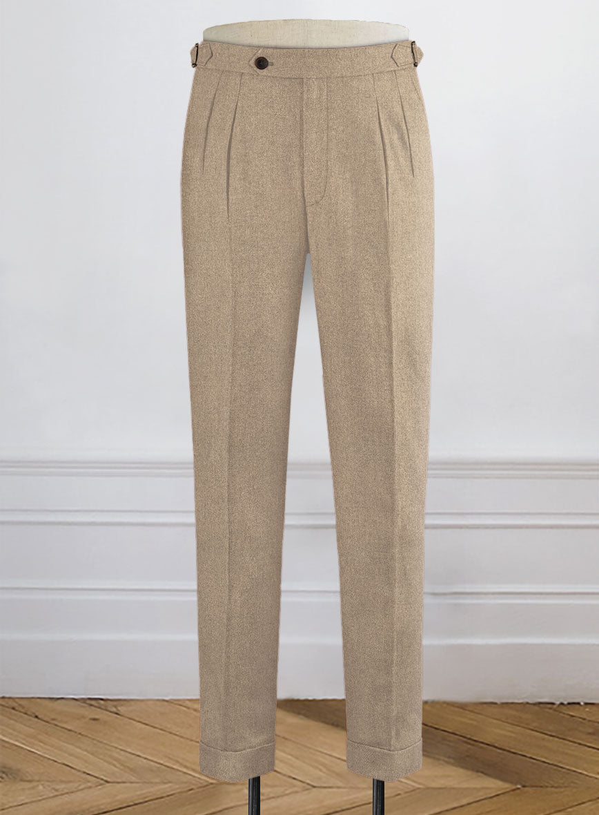 Naples Muted Beige Highland Tweed Trousers - StudioSuits