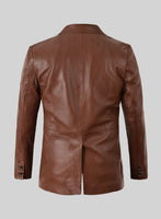 Tan Brown Leather Blazer - StudioSuits